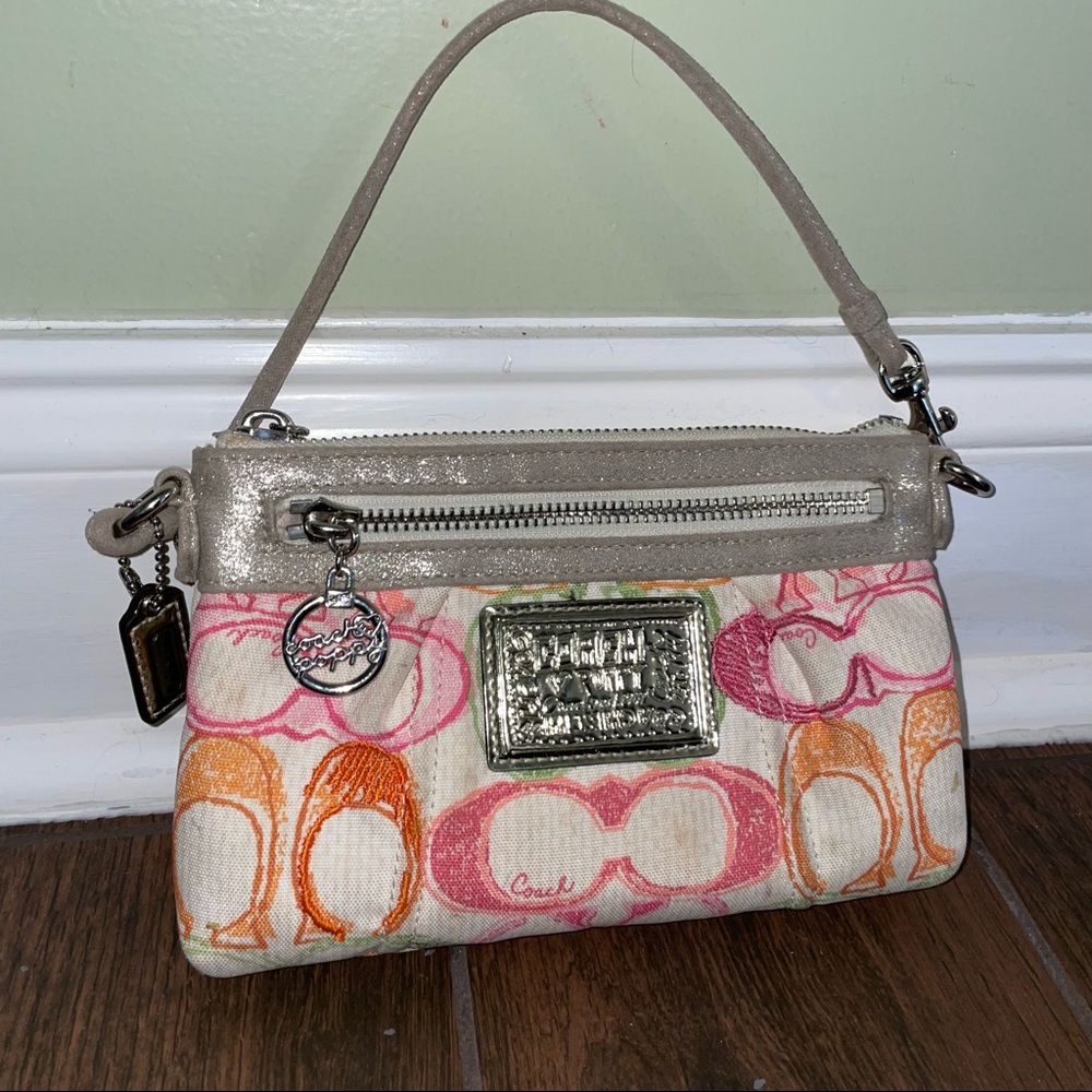 VTG 90sY2k Retro COACH POPPY multicolored mini pouchette bag convert to wristlet - Picture 3 of 12